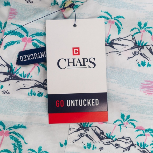 CHAPS Untucked Button Down Shirt Palm Trees - Picture 4 of 6